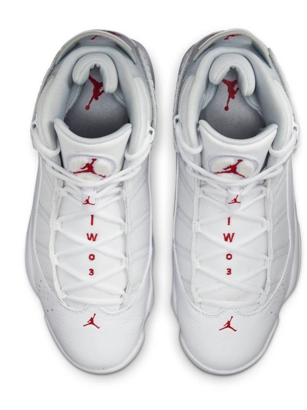 Jordan Men’s White Sneakers with Red Jumpman Accents (Big Boys sz 7)